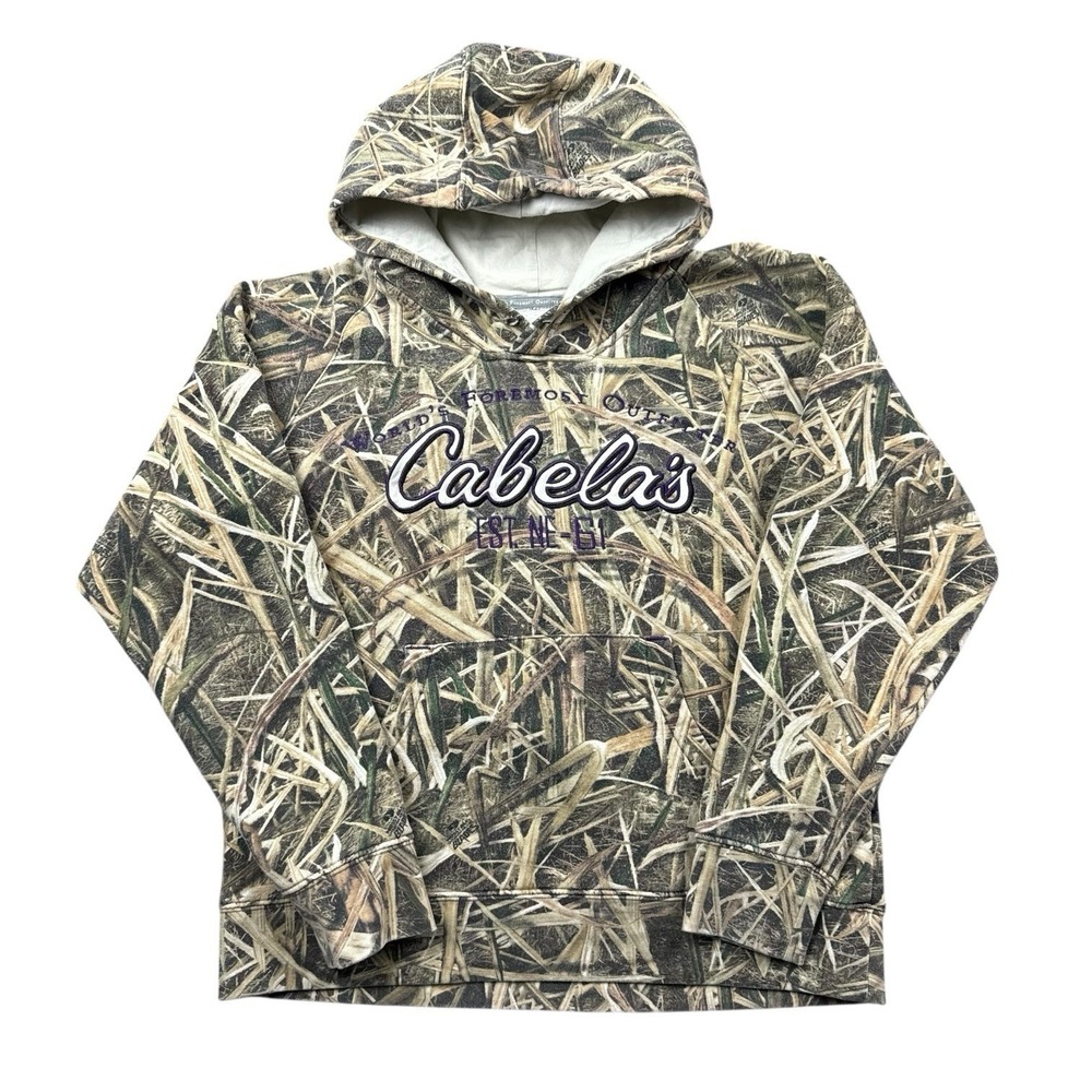 Cabelas Hoodie‎ Women Medium Camo Mossy Oak Blades Hunting Outdoors Sweatshirt